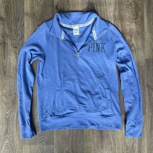 PINK Y2K Victoria’s Secret Periwinkle Blue Purple Quarter Zip Pullover Size S